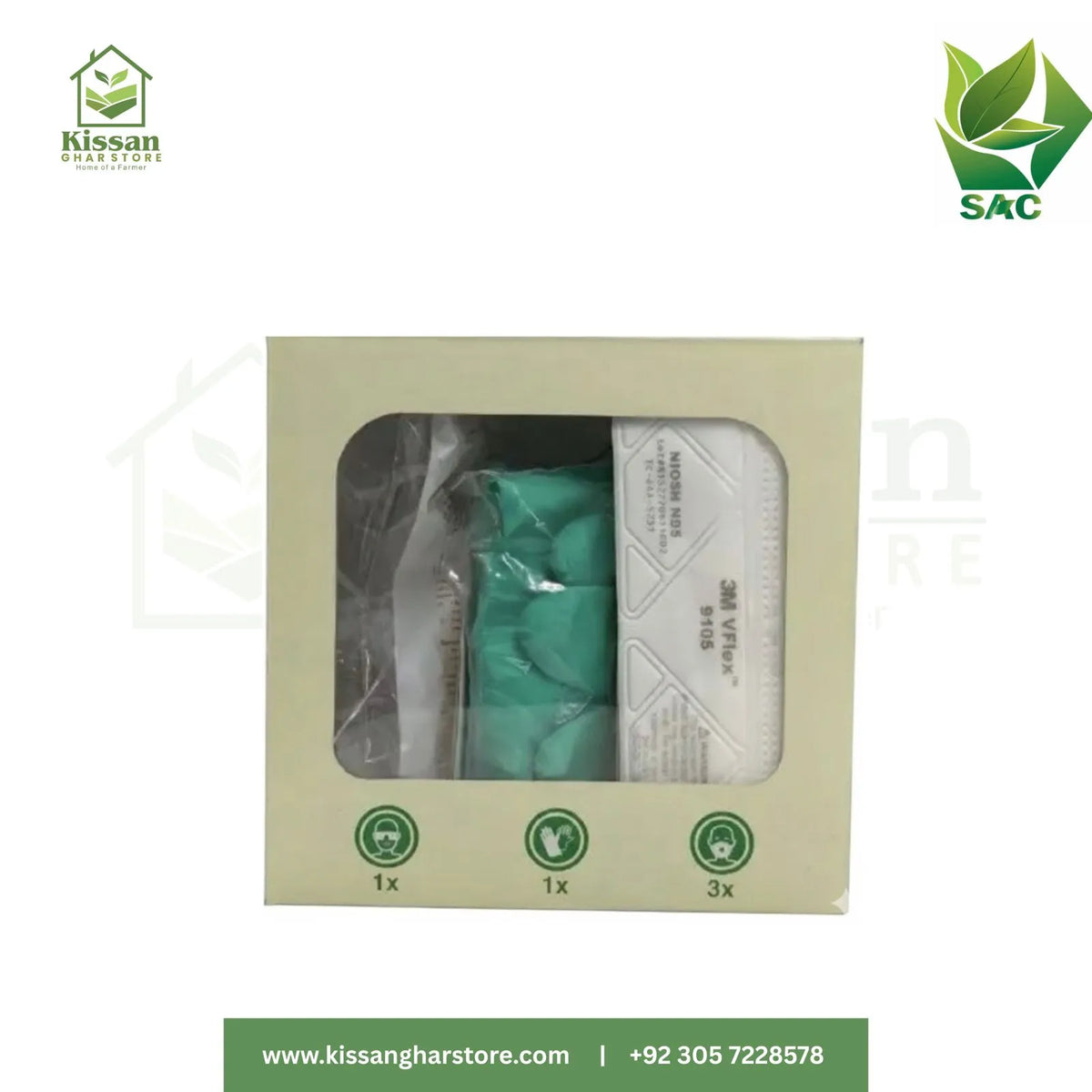 Professional Farmer Spray KIT KIssan Care Swat Agro CHemicals 1 Glasses 1Gloves 3 Masks For Spray Man