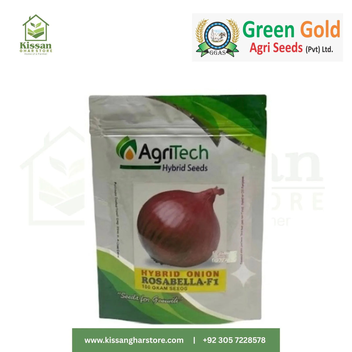 Agritech Onion Hybrid Rosabella  100gm Green Gold